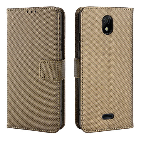 Custodia Portafoglio In Pelle Cover con Supporto BY1 per Nokia C100 Marrone