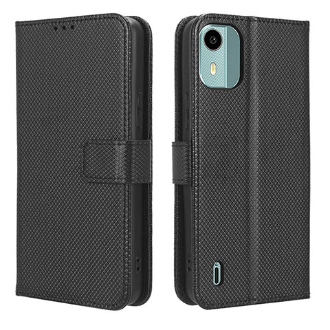 Custodia Portafoglio In Pelle Cover con Supporto BY1 per Nokia C12 Nero