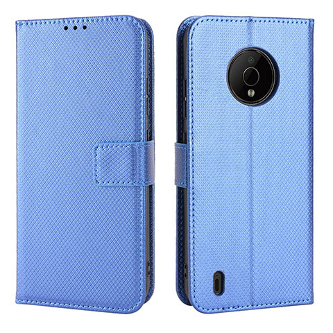 Custodia Portafoglio In Pelle Cover con Supporto BY1 per Nokia C200 Blu