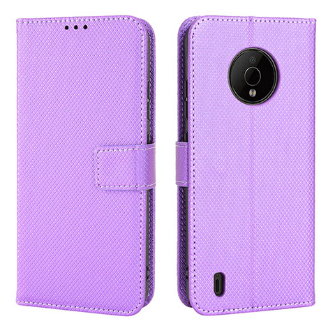 Custodia Portafoglio In Pelle Cover con Supporto BY1 per Nokia C200 Viola