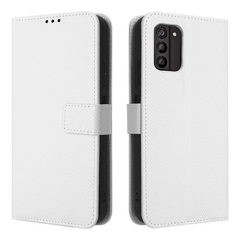 Custodia Portafoglio In Pelle Cover con Supporto BY1 per Nokia G100 Bianco