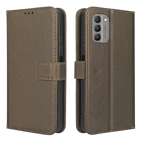 Custodia Portafoglio In Pelle Cover con Supporto BY1 per Nokia G400 5G Marrone