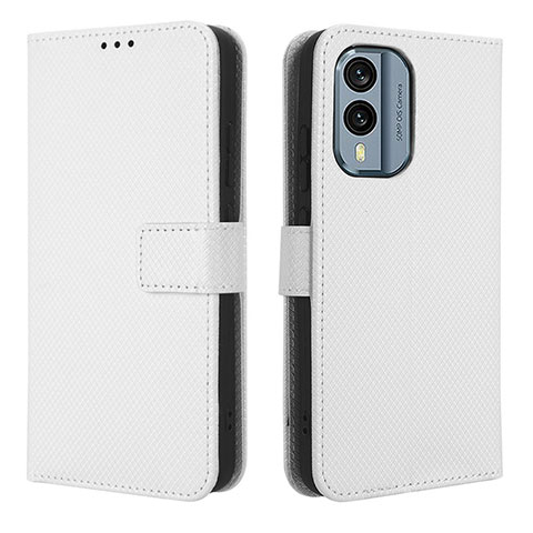 Custodia Portafoglio In Pelle Cover con Supporto BY1 per Nokia X30 5G Bianco