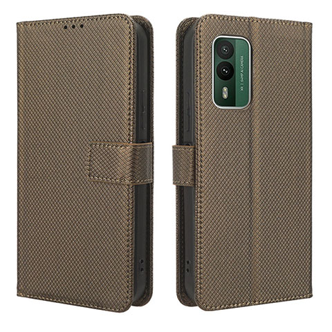 Custodia Portafoglio In Pelle Cover con Supporto BY1 per Nokia XR21 Marrone