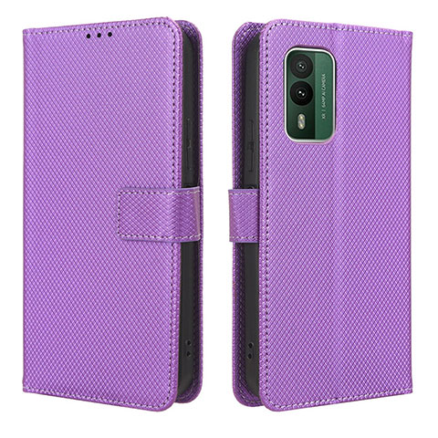 Custodia Portafoglio In Pelle Cover con Supporto BY1 per Nokia XR21 Viola