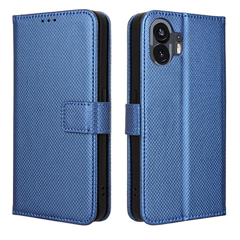 Custodia Portafoglio In Pelle Cover con Supporto BY1 per Nothing Phone 2 Blu