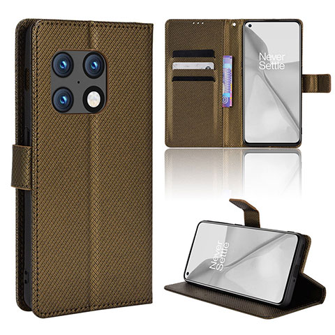 Custodia Portafoglio In Pelle Cover con Supporto BY1 per OnePlus 10 Pro 5G Marrone