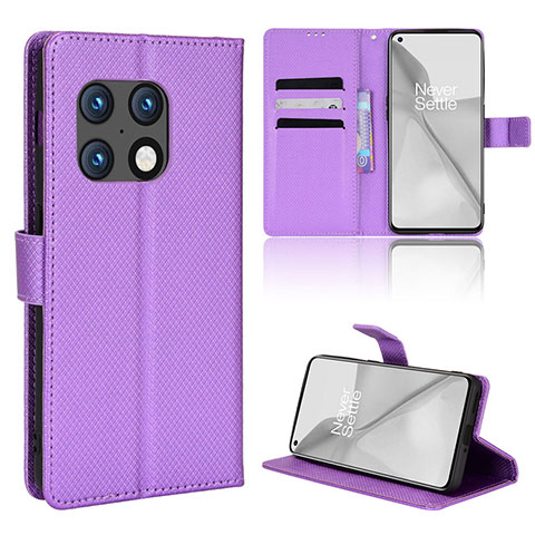 Custodia Portafoglio In Pelle Cover con Supporto BY1 per OnePlus 10 Pro 5G Viola