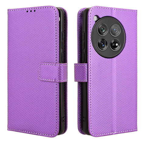 Custodia Portafoglio In Pelle Cover con Supporto BY1 per OnePlus 12 5G Viola