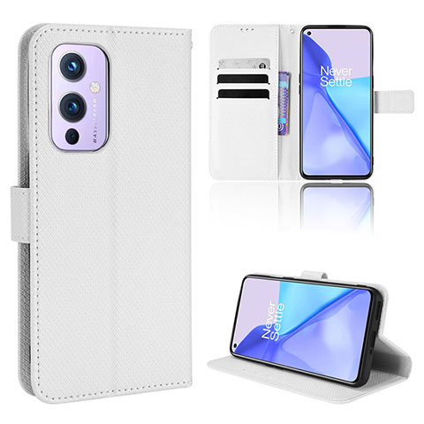 Custodia Portafoglio In Pelle Cover con Supporto BY1 per OnePlus 9 5G Bianco