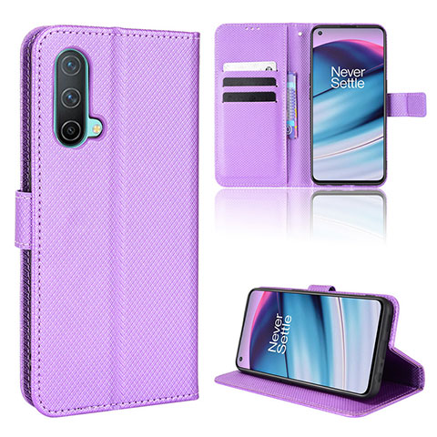 Custodia Portafoglio In Pelle Cover con Supporto BY1 per OnePlus Nord CE 5G Viola