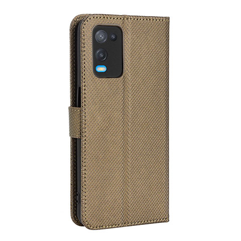 Custodia Portafoglio In Pelle Cover con Supporto BY1 per Oppo A54 4G Marrone