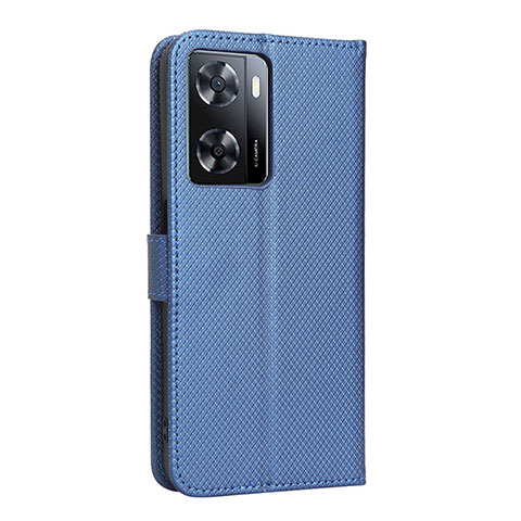 Custodia Portafoglio In Pelle Cover con Supporto BY1 per Oppo A57e Blu