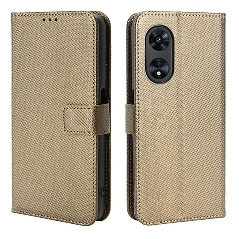 Custodia Portafoglio In Pelle Cover con Supporto BY1 per Oppo A58x 5G Marrone