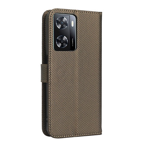 Custodia Portafoglio In Pelle Cover con Supporto BY1 per Oppo A77s Marrone