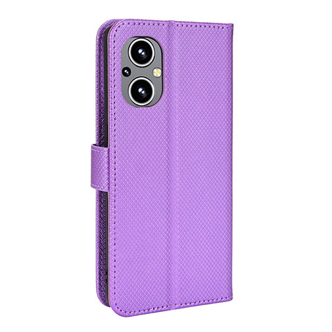 Custodia Portafoglio In Pelle Cover con Supporto BY1 per Oppo A96 5G Viola