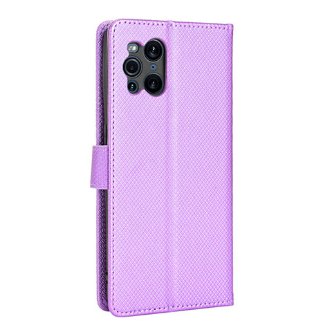 Custodia Portafoglio In Pelle Cover con Supporto BY1 per Oppo Find X3 5G Viola