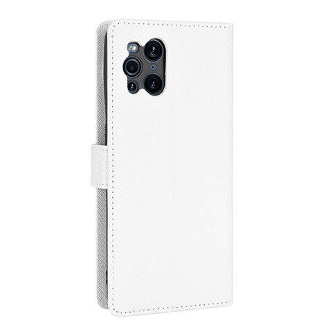 Custodia Portafoglio In Pelle Cover con Supporto BY1 per Oppo Find X3 Pro 5G Bianco