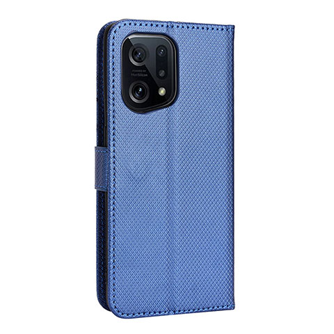 Custodia Portafoglio In Pelle Cover con Supporto BY1 per Oppo Find X5 5G Blu