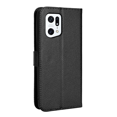 Custodia Portafoglio In Pelle Cover con Supporto BY1 per Oppo Find X5 Pro 5G Nero