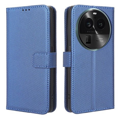 Custodia Portafoglio In Pelle Cover con Supporto BY1 per Oppo Find X6 5G Blu