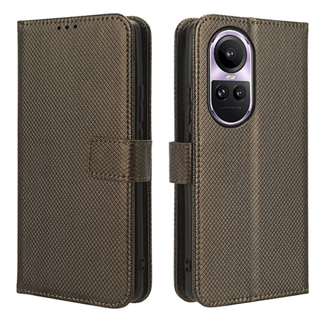 Custodia Portafoglio In Pelle Cover con Supporto BY1 per Oppo Reno10 Pro 5G Marrone