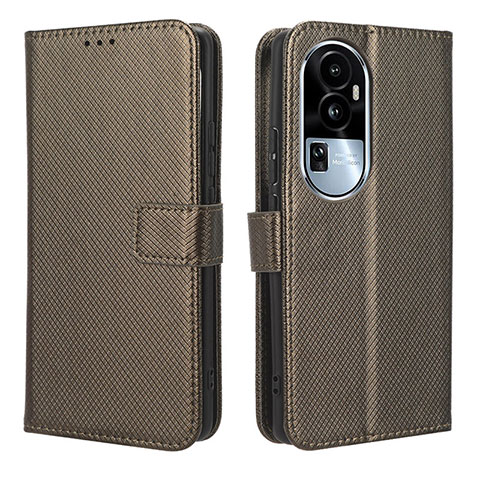 Custodia Portafoglio In Pelle Cover con Supporto BY1 per Oppo Reno10 Pro+ Plus 5G Marrone