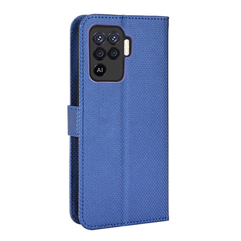 Custodia Portafoglio In Pelle Cover con Supporto BY1 per Oppo Reno5 Lite Blu