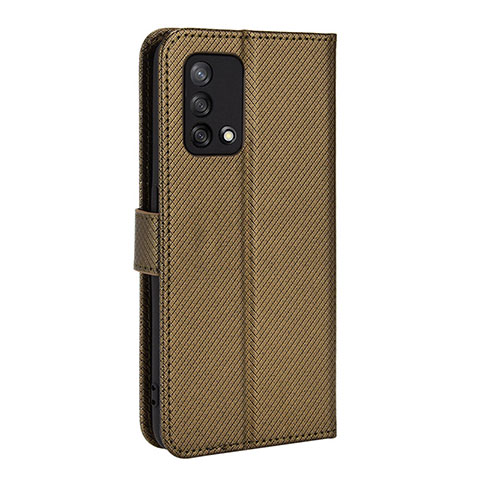 Custodia Portafoglio In Pelle Cover con Supporto BY1 per Oppo Reno6 Lite Marrone