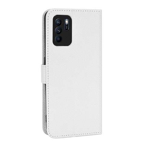 Custodia Portafoglio In Pelle Cover con Supporto BY1 per Oppo Reno6 Z 5G Bianco