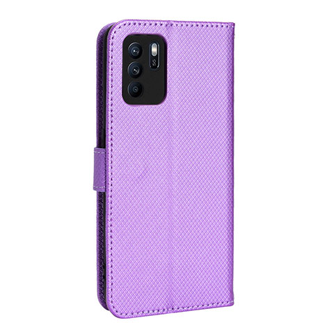 Custodia Portafoglio In Pelle Cover con Supporto BY1 per Oppo Reno6 Z 5G Viola