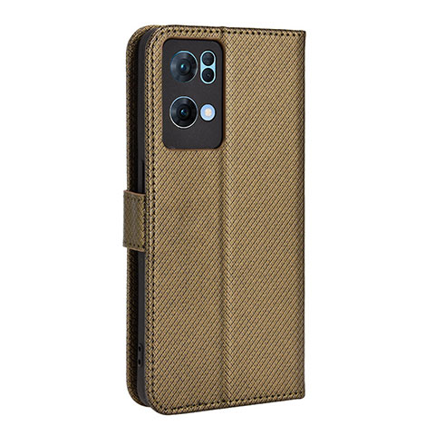 Custodia Portafoglio In Pelle Cover con Supporto BY1 per Oppo Reno7 Pro 5G Marrone