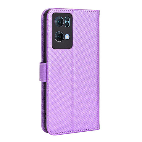 Custodia Portafoglio In Pelle Cover con Supporto BY1 per Oppo Reno7 Pro 5G Viola