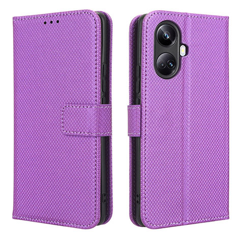 Custodia Portafoglio In Pelle Cover con Supporto BY1 per Realme 10 Pro+ Plus 5G Viola