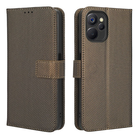 Custodia Portafoglio In Pelle Cover con Supporto BY1 per Realme 9i 5G Marrone