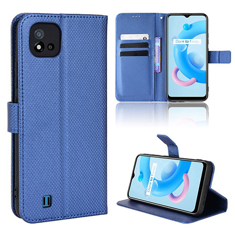 Custodia Portafoglio In Pelle Cover con Supporto BY1 per Realme C11 (2021) Blu