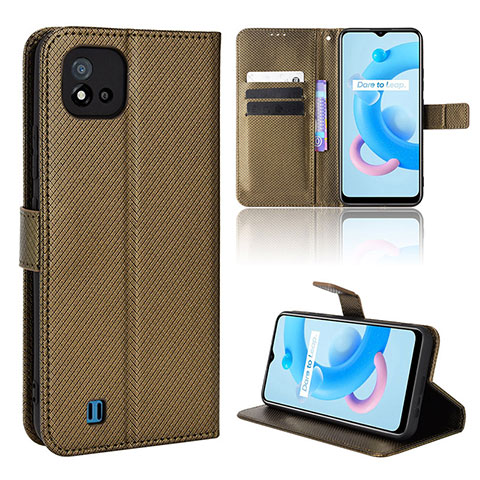 Custodia Portafoglio In Pelle Cover con Supporto BY1 per Realme C11 (2021) Marrone