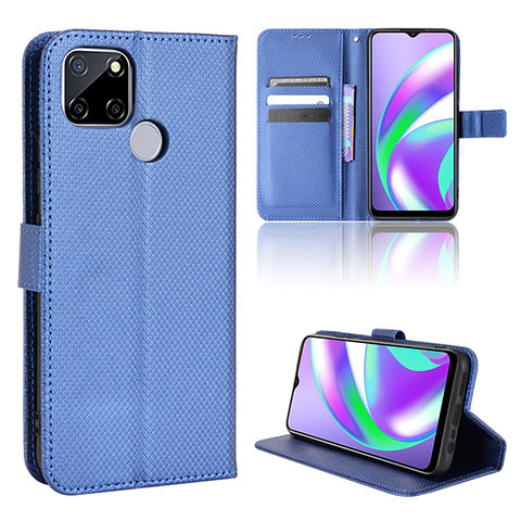 Custodia Portafoglio In Pelle Cover con Supporto BY1 per Realme C12 Blu