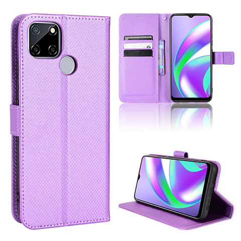 Custodia Portafoglio In Pelle Cover con Supporto BY1 per Realme C12 Viola