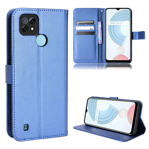 Custodia Portafoglio In Pelle Cover con Supporto BY1 per Realme C21 Blu