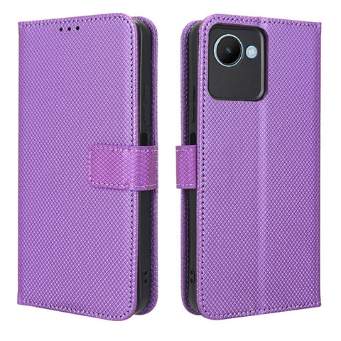 Custodia Portafoglio In Pelle Cover con Supporto BY1 per Realme C30 Viola