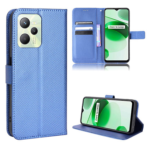 Custodia Portafoglio In Pelle Cover con Supporto BY1 per Realme C35 Blu