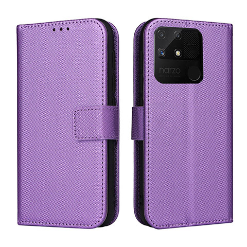 Custodia Portafoglio In Pelle Cover con Supporto BY1 per Realme Narzo 50A Viola