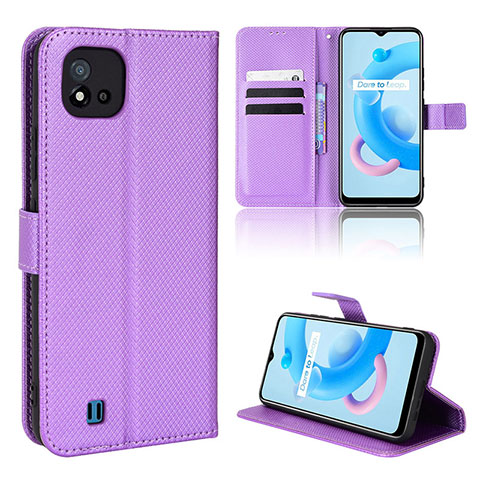 Custodia Portafoglio In Pelle Cover con Supporto BY1 per Realme Narzo 50i Viola