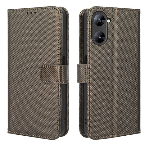 Custodia Portafoglio In Pelle Cover con Supporto BY1 per Realme V30 5G Marrone