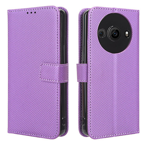 Custodia Portafoglio In Pelle Cover con Supporto BY1 per Sharp Aquos R8 Pro Viola