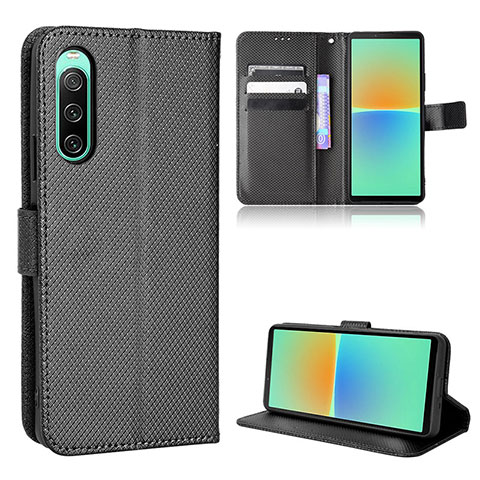 Custodia Portafoglio In Pelle Cover con Supporto BY1 per Sony Xperia 10 V Nero