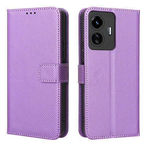 Custodia Portafoglio In Pelle Cover con Supporto BY1 per Vivo iQOO Z6 Lite 5G Viola