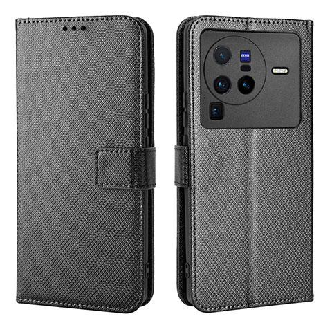 Custodia Portafoglio In Pelle Cover con Supporto BY1 per Vivo X80 Pro 5G Nero