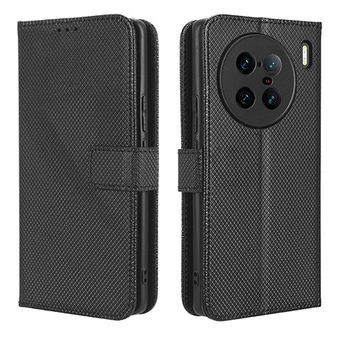 Custodia Portafoglio In Pelle Cover con Supporto BY1 per Vivo X90 Pro+ Plus 5G Nero